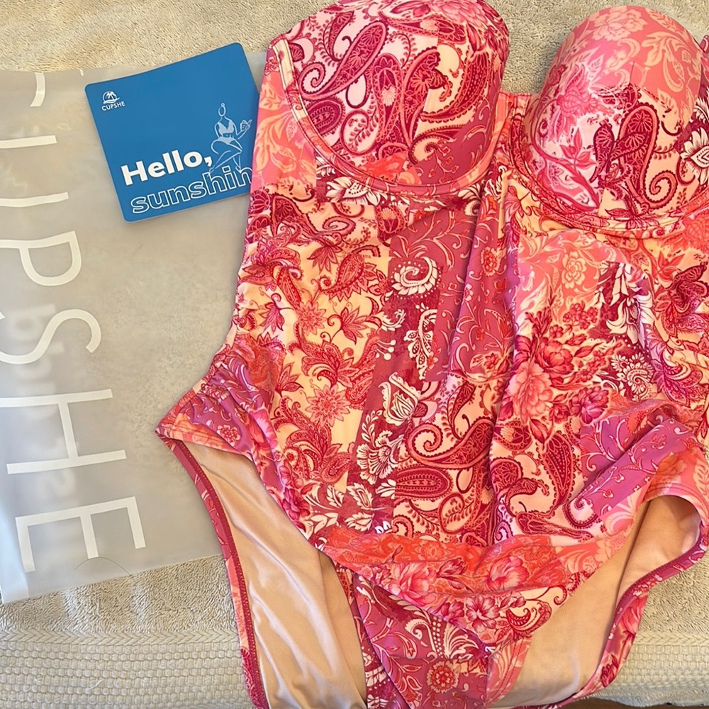 CUPSHE Kids Pink Paisley Swimsuit